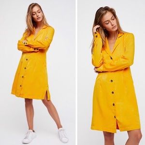 Free People Break the Cycle Coat Dress Mustard Sm